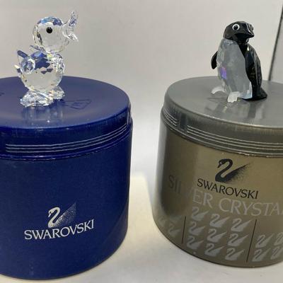 Swarovski Silver Crystal Duck & Penguin 