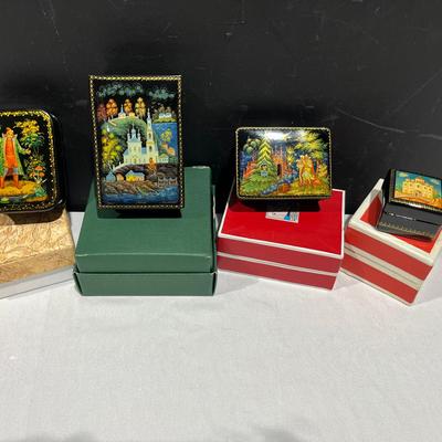 Russian & Ukraine Handmade Lacquer Boxes - 1 Signed