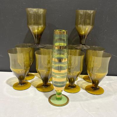 Vintage Swedish Denby Avanti Spice Goblets & Bohemian Vase