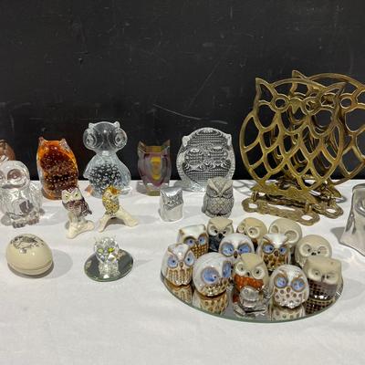 Awesome Owl Collection! Kosta Boda, Goebel, Princess House, CRG, Brass +