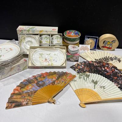 Mikasa Dishes, Indian Peace Metal, and Fan Collection