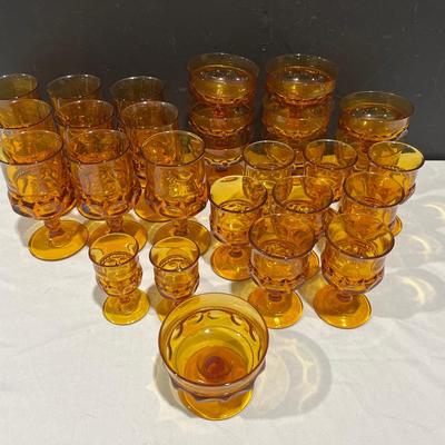 Vintage Colony Crown Amber Champaign Stemware