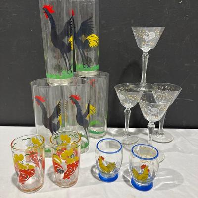 70’s Federal Crowing Rooster Highball Glasses + Anchor Hocking And More