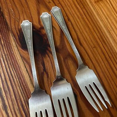 Gorham Sterling silver set of 3 salad or dessert forks. Monogrammed JDW. 