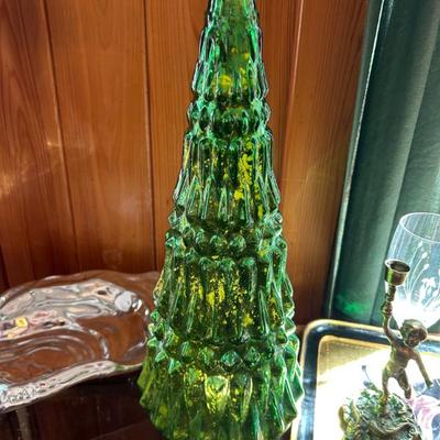 Large lighted glass Christmas tree. Made for Dillard’s. Works! 