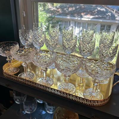 All Waterford Crystal. 4 champagne coupes, 9 wine stems. 