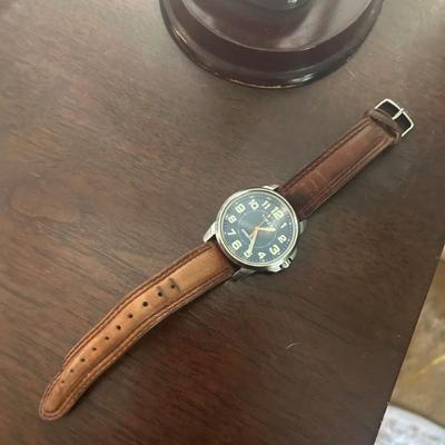 Vintage leather band Timex watch.  Works! 