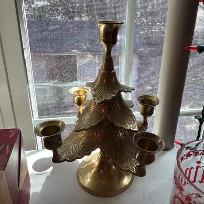 Solid brass 4 candle Christmas tree. Made in India. 