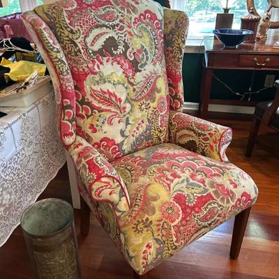 Pair of Ethan Allen upholstered wingback chairs. 