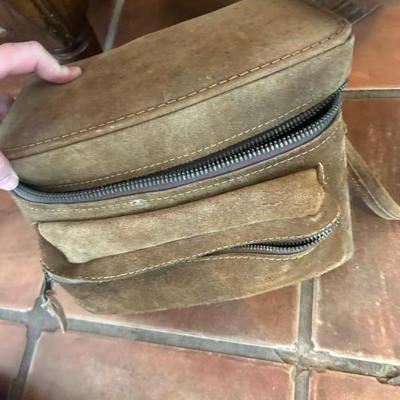 Vintage lined suede camera bag. 