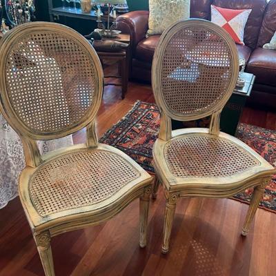 Pair of French cane chairs.  