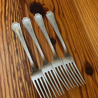 Gorham Sterling silver set of 4 dinner forks. Monogrammed JDW. 