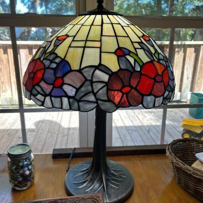 Tiffany style stain glass lamp. 