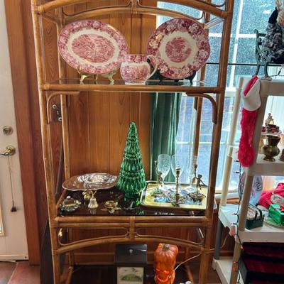 Vintage bamboo etagere. 