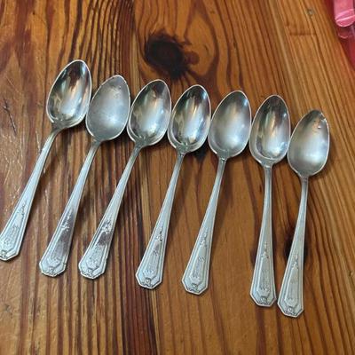 Sterling silver RW&S tea spoons. Engraved W. 