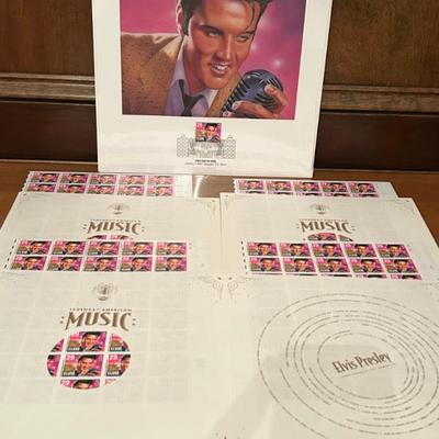 Multiple Sheets of Elvis Presley Commemorative Postage Stamps 