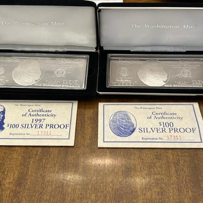 1996 & 1997 Fine Silver $100 Proof (4oz) 