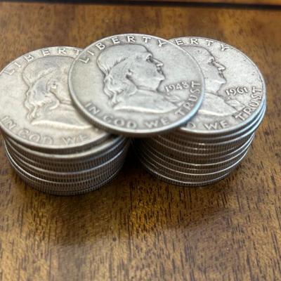 Assorted Franklin Silver Half Dollars 1948-1963 