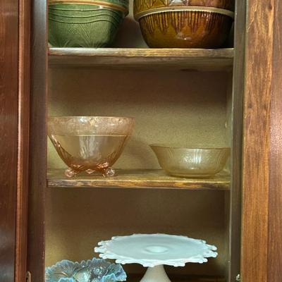 McCoy Pottery, Pink Depression Glass, Milk Glass and Serving Pieces 