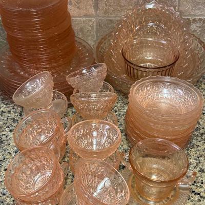 Pink Depression Glass Dishes 