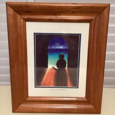 CMS135 Koa Framed Peggy Chun “Boo In Contemplation” Picture 
