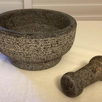 CMS032 Large Size Carved Stone Mortar & Pestle