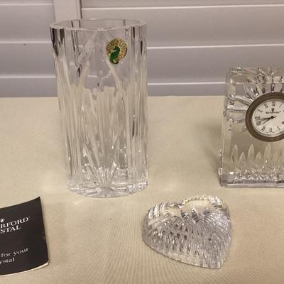 CMS098 Waterford Crystal Vase, Clock & Paperweight 