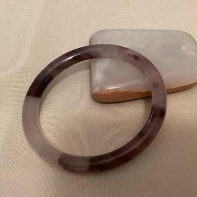 CMS084 Violet Jade Bangle Bracelet New 
