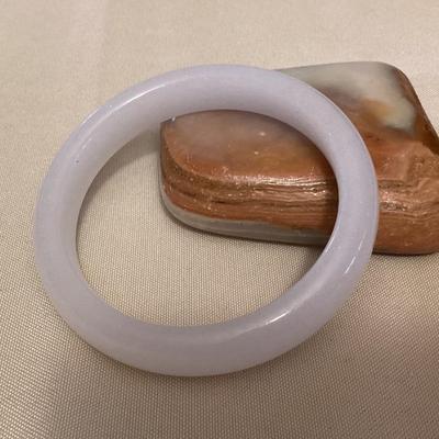 CMS075 White Jade Bangle Bracelet New