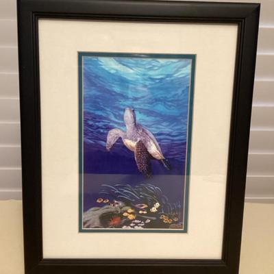 CMS136 Framed Picture of A Honu Sea Turtle By Juno Galang