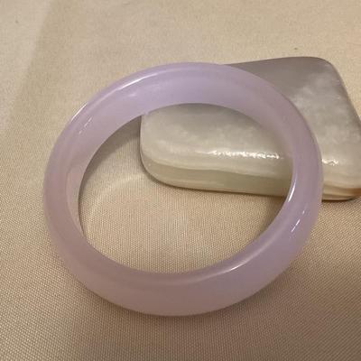 CMS082 Lotus Pink Jade Bangle Bracelet New