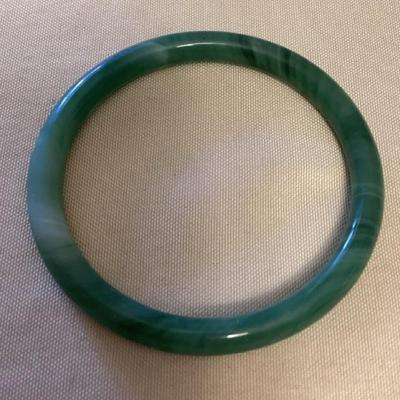 CMS089 Green Jade Bangle Bracelet New
