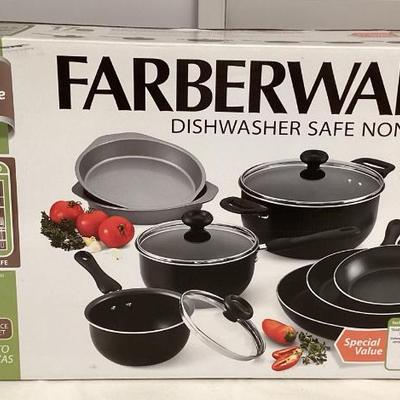CMS033 Farberware Dishwasher Safe Nonstick 17 Piece Cookware Set New