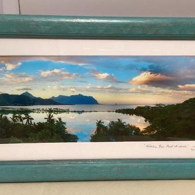 CMS128 Framed Scenic Art Photo Picture “Kahalu’u Fish Pond At Dusk” By Estelle Joeng