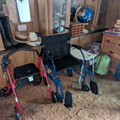 Sale Photo Thumbnail #11: Wheelchair, walker, shower chair, globe, curio cabinet