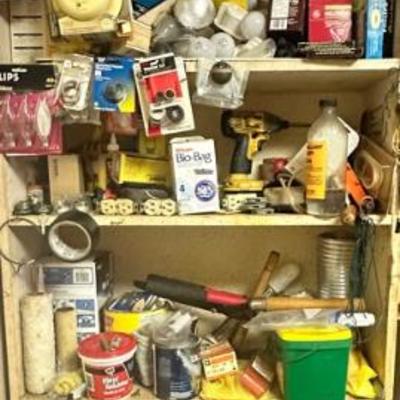 Mystery lot of tools and building materials, bring your own equipment to collect everything.