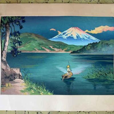 AAA089 Masao Yoshimoto "Fuji from Lake Ashi" Woodblock Print