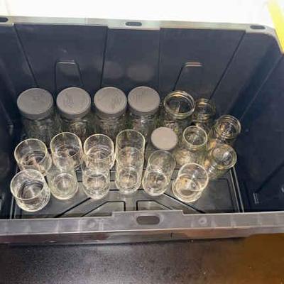 AAE425 Miscellaneous Glass Cups and Jars in Storage Container