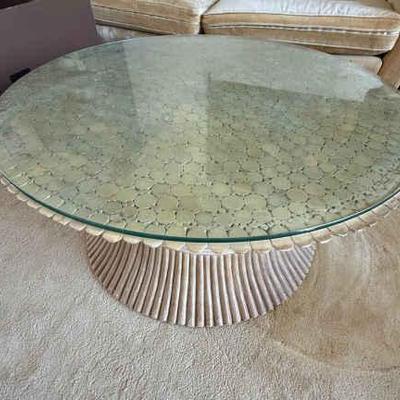 AAA015 Corseted Hour Glass Pole Rattan Coffee Table