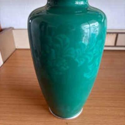 AAA113 Ceramic Jade Green Cloisonné vase