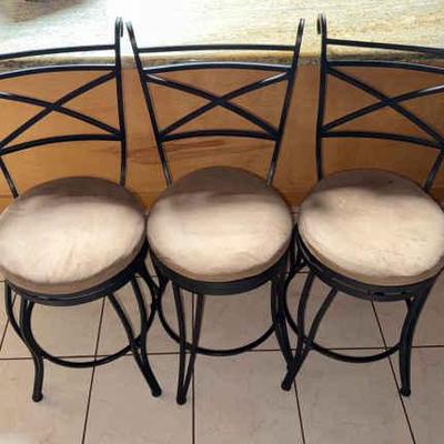 AAE426 Set of Three Brown Barstools