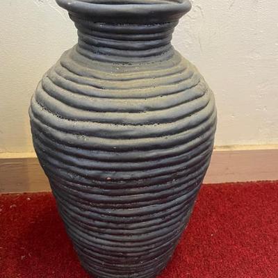AAA196 - Vintage Handmade Ceramic Ribbed-Textured Vase