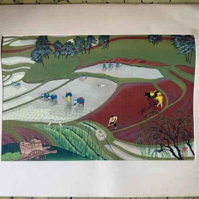 AAA093 Ohno Bakufu "Rice Planting" Woodblock Print