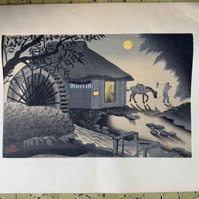 AAA094 Ohno Bakufu "Farmer and Mule" Woodblock Print