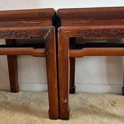 AAA014 - Pair of Vintage Wood End Tables/Plant Stands