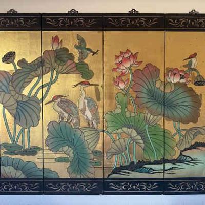 AAA007 Four Piece Lacquer Wood Chinese Panel Art