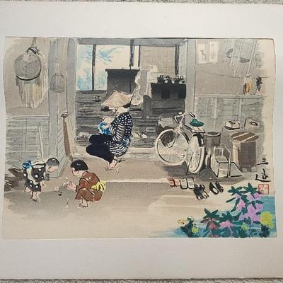 AAA100 - Sanzo Wada "A Farm House" First Edition Block Print