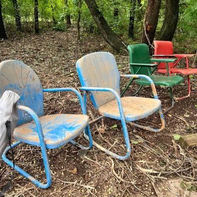 Sale Photo Thumbnail #2: Vintage metal patio chairs 