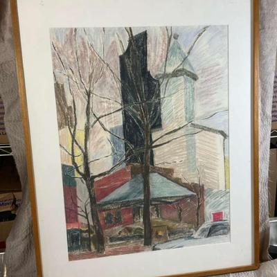 Debra poletti smith tower" pastel on paper, 1986
