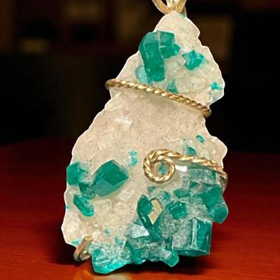 Dioptase specimen crystal pendant